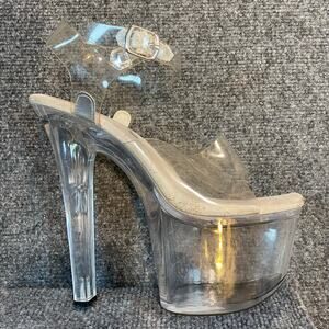 Ellie Brook Womens Clear Open Toe Pleaser Pump Platform Shoe Heels - Size 9